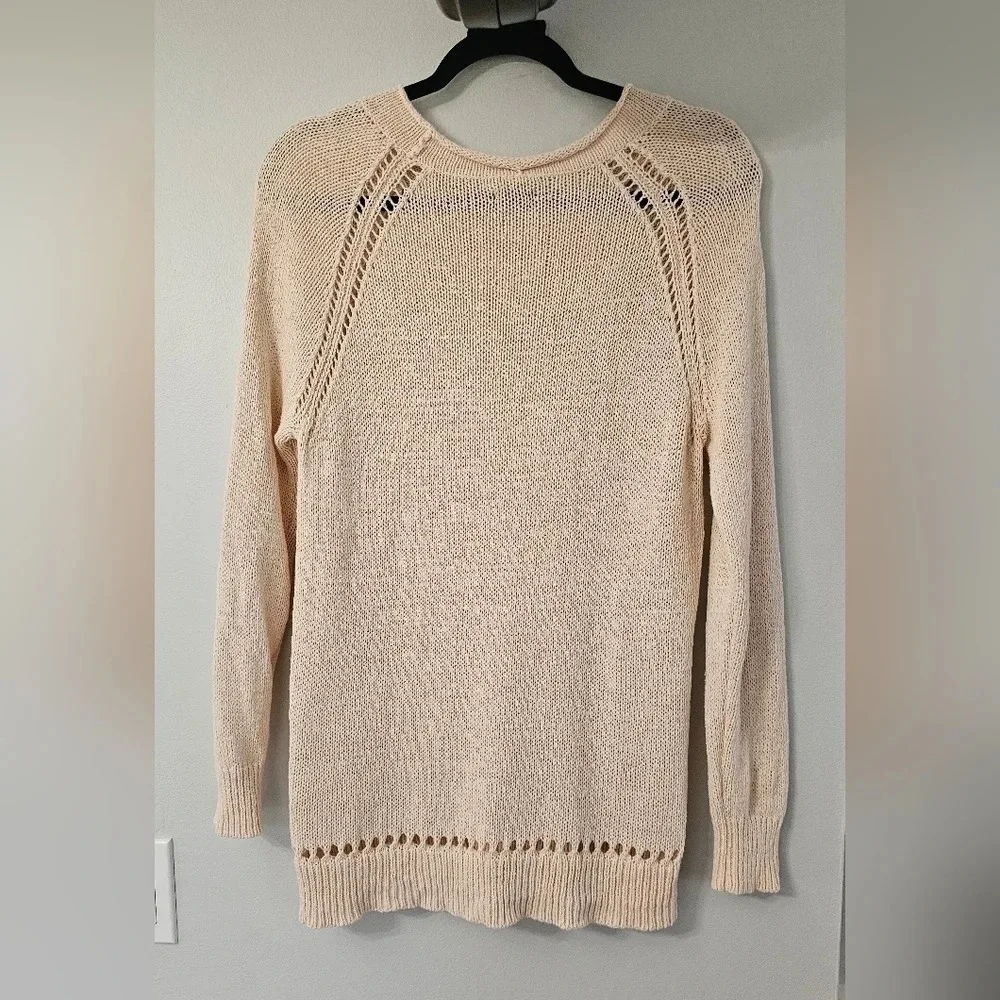 J. Crew Blush Roll Neck Pointelle Beach Sweater Sz S